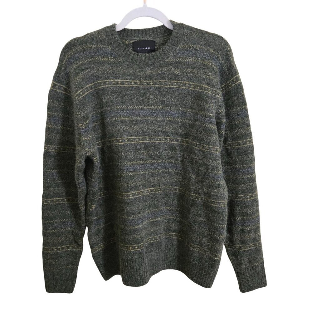Scalpers Icon Wool Alpaca Green Cozy Crewneck Pullover Sweater Size XL